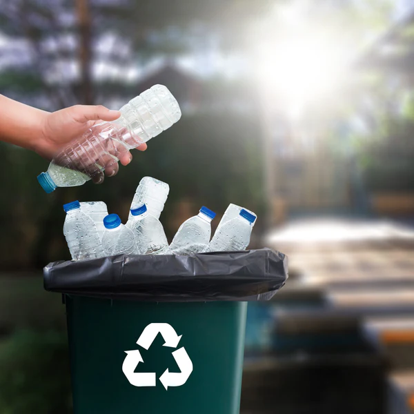 Plastic bottles prepared for recycling
