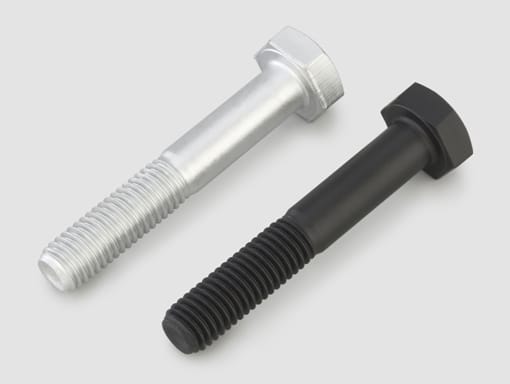 Anti-corrosion coated bolts with silver and black finishes