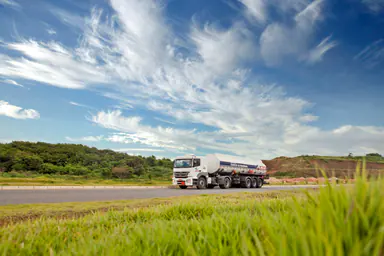 Tanker truck transporting chemistry supply materials